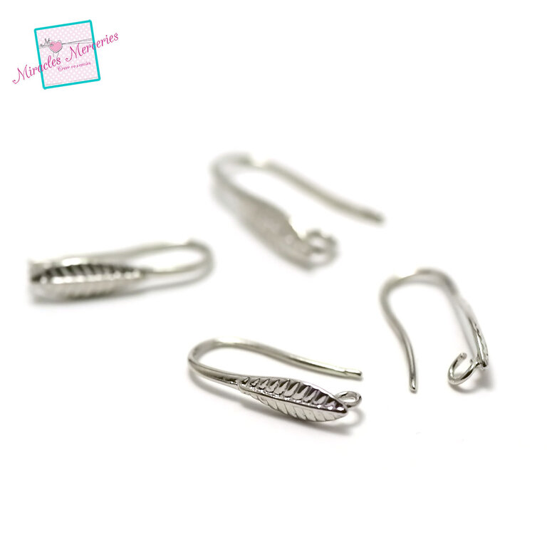 24 Supports Boucle D'oreille Crochet Laiton Argenté - Sans Nickel, 17 Mm, Idéal Pour Créations Bijoux