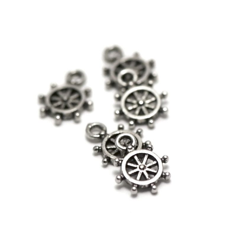 50 Breloques pendentif fillette 15,1mm Charm en métal argenté