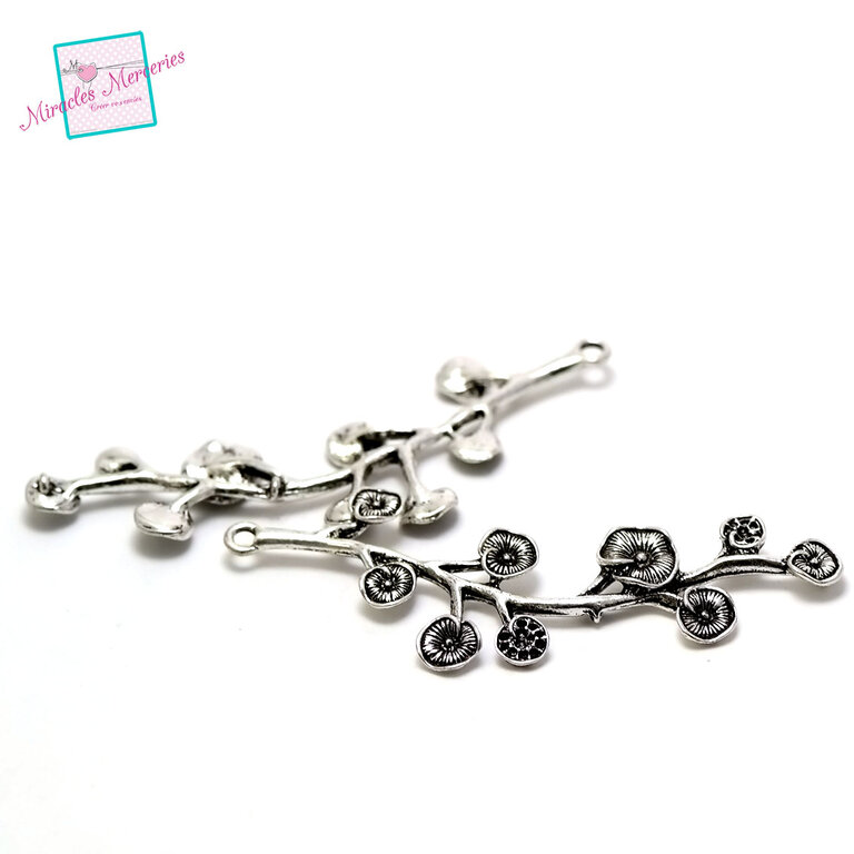 Pendentif Fleur Rose Blanche Argenté - Diamètre 10 Mm - Neuf Sans Emballage