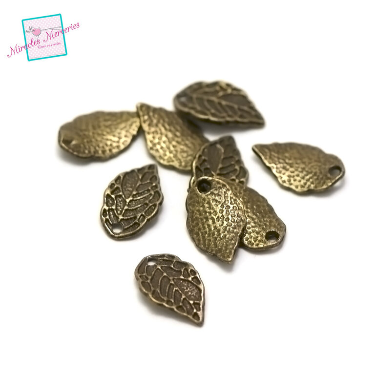 Lot De 20 Bélières (bails) Pour Breloques Forme FEUILLE - Argenté, Dimensions 14x6.5x4.5mm