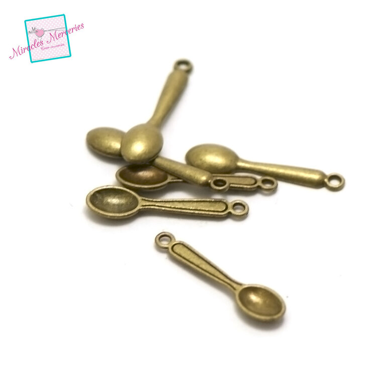 Lot De 12 Pendentifs / Breloques Cuillères (spoons) En Bronze - Création Bijoux
