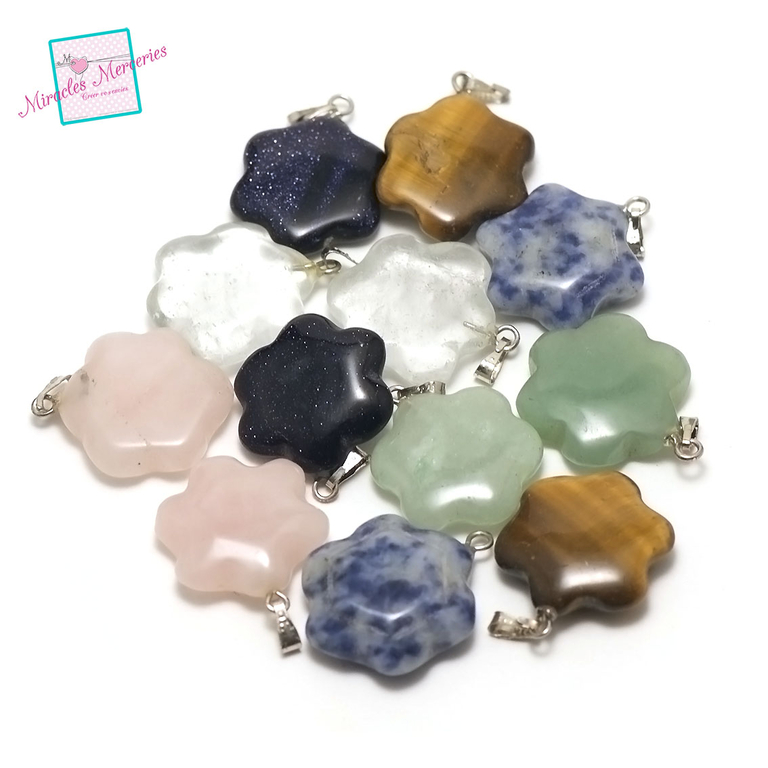 Lot De Pendentifs En Pierres Fines Naturelles – Vintage – Multicolore