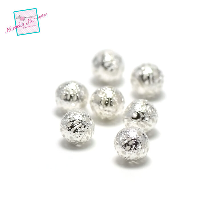 10 Perles Ajourées Boules En Filigrane Doré 4mm - Marque Preciosa, Fabrication France, Idéales Pour Bijoux DIY