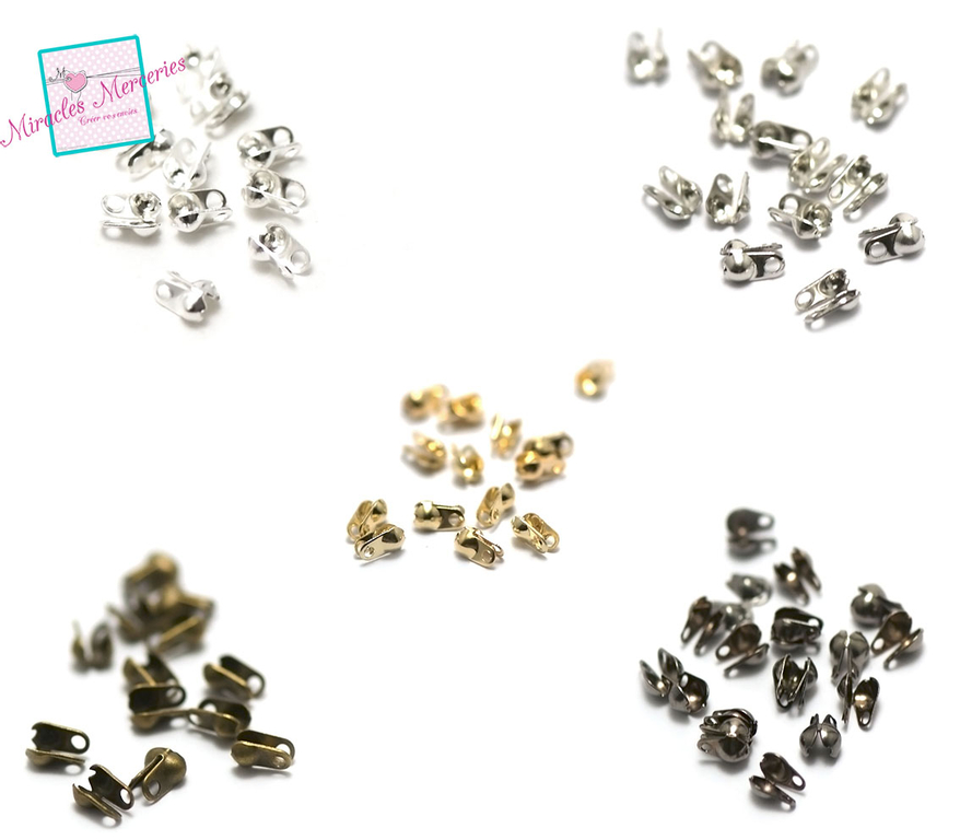 50 caches noeuds, métal doré brillant, 4 mm. Composants bijoux