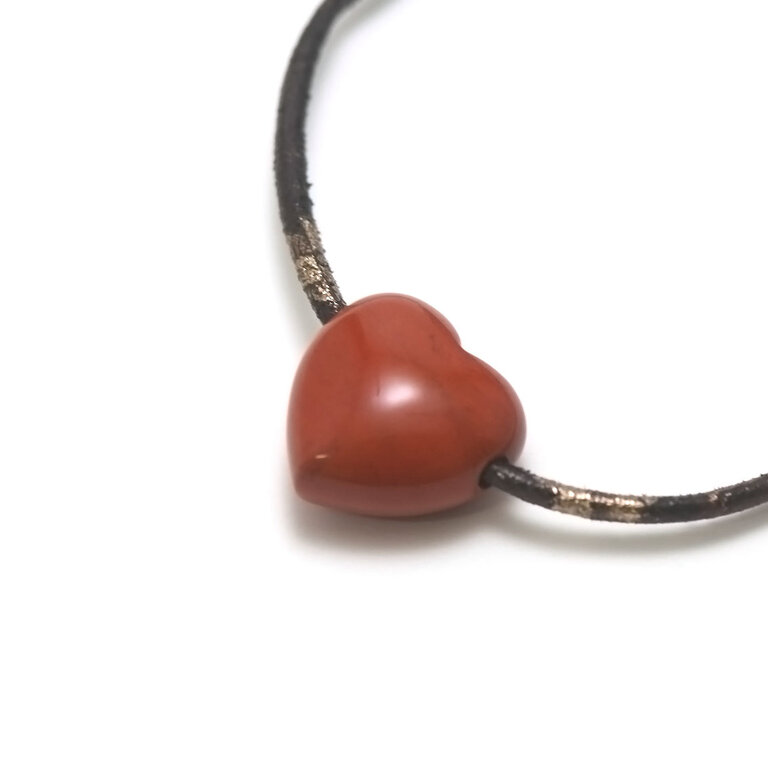 Pendentif Coeur En Jaspe Rouge Lithothérapie - Collier 41-45 Cm - Neuf Avec étiquette