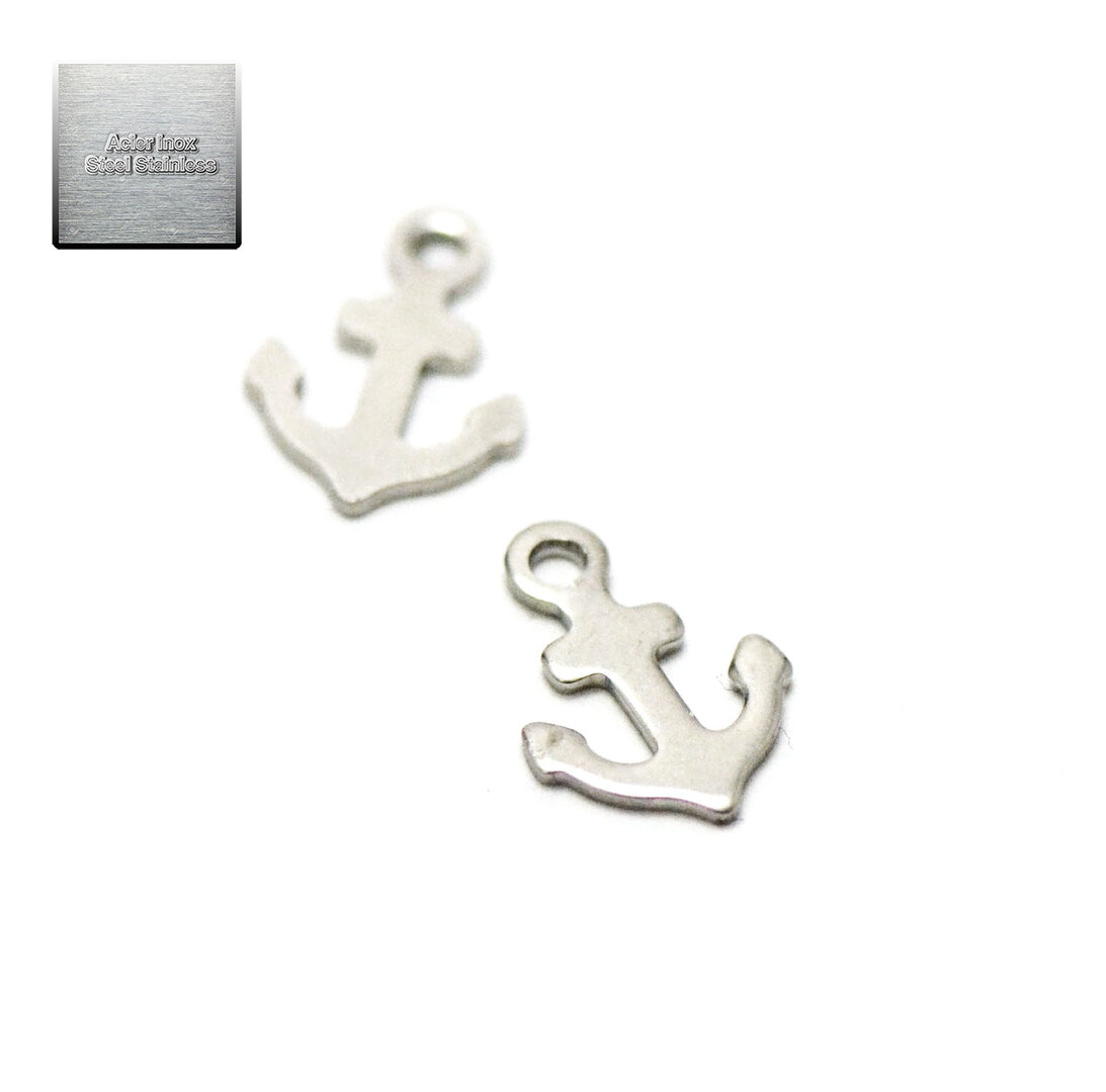 5 Breloques En Métal Forme Ancre - Effet Argent, 20 Mm, Marque Dill, Neuf