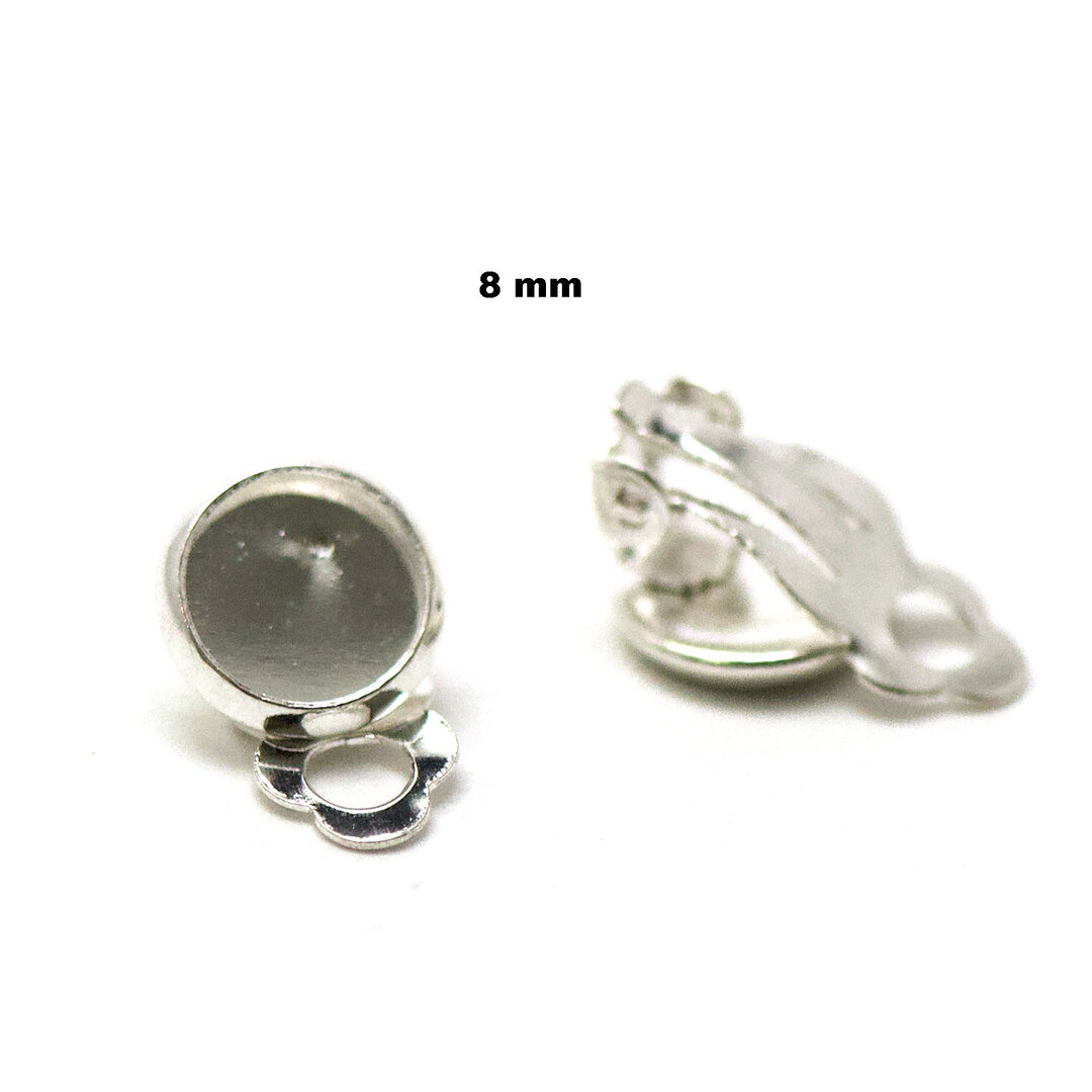 Boucles D'oreilles Zen Cabochon Verre Bleu - Support Métal Argenté, Clous, Neuf