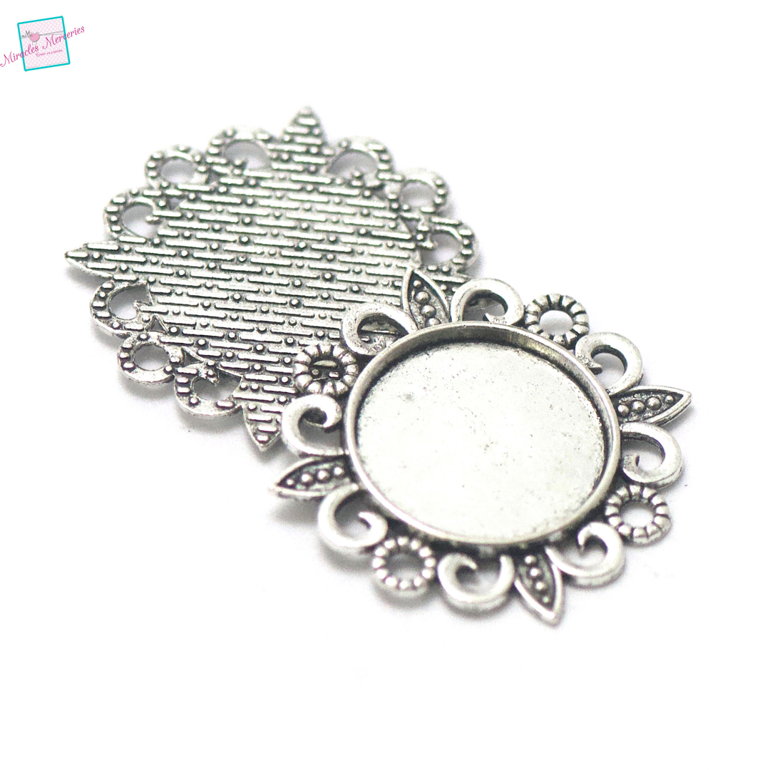 Perlin Lot De 6 Supports à Médaillons En Métal Et Cabochon Rond En