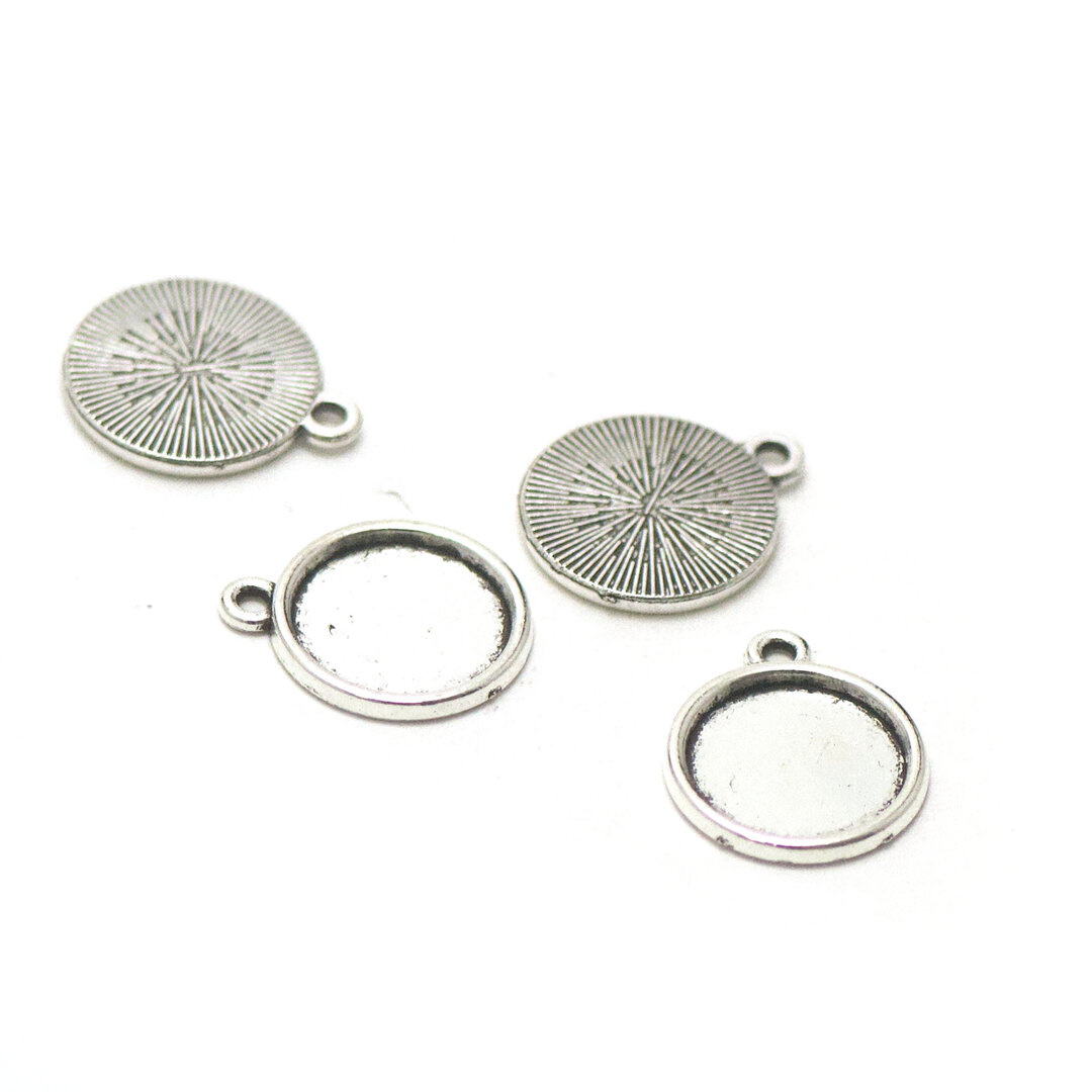 5 Supports Connecteurs Cabochons Métal Argenté Rond 16mm - Qualité Homemade - Neuf