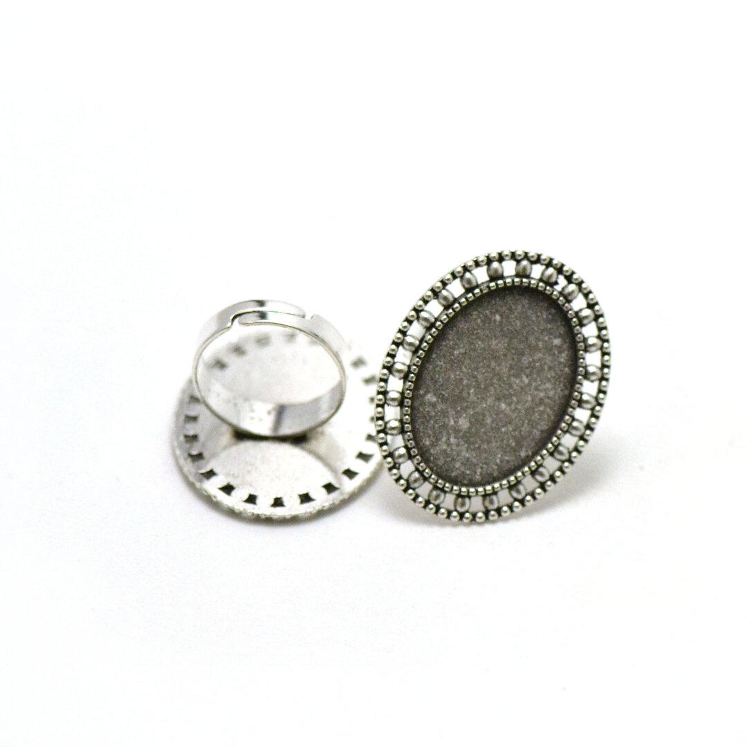 Lot De 2 Supports De Broche Vintage Argentés - Pour Cabochon 30x40 Mm - Laiton - Neuf