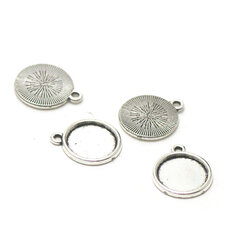 BOOMTOP 100pcs Plateaux Supports Pendentif 25mm + Cabochons Verre - Kit DIY Bijoux Argent