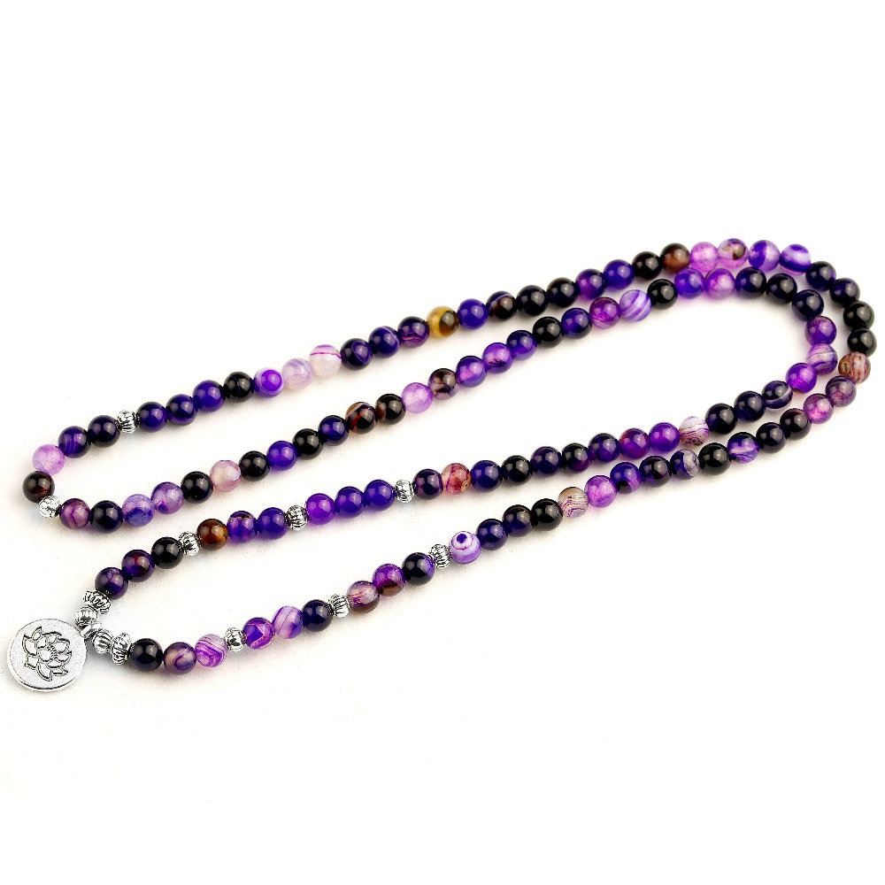Bracelet-pour-femmes-lumineux-violet-ligne-perles-avec-Lotus-OM-bouddha-charme-Bracelet-de-Yoga-108