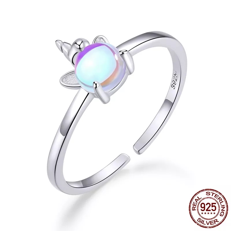 Bague ajustable en Argent LICORNE Pierre de Lune