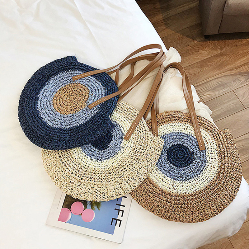 Sac rond tressé en paille osier tendance LE TOUQUET