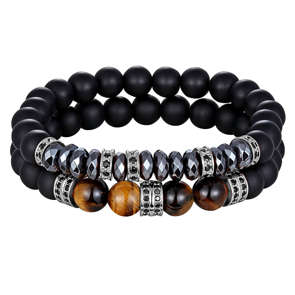 Bracelet Homme double Oeil de Tigre Bijou Cadeau, Luxe, Masculin