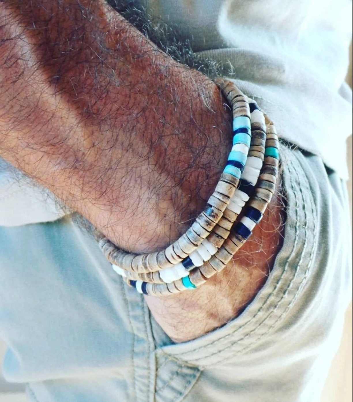 bracelet homme, cadeau perles metal, bijou surf