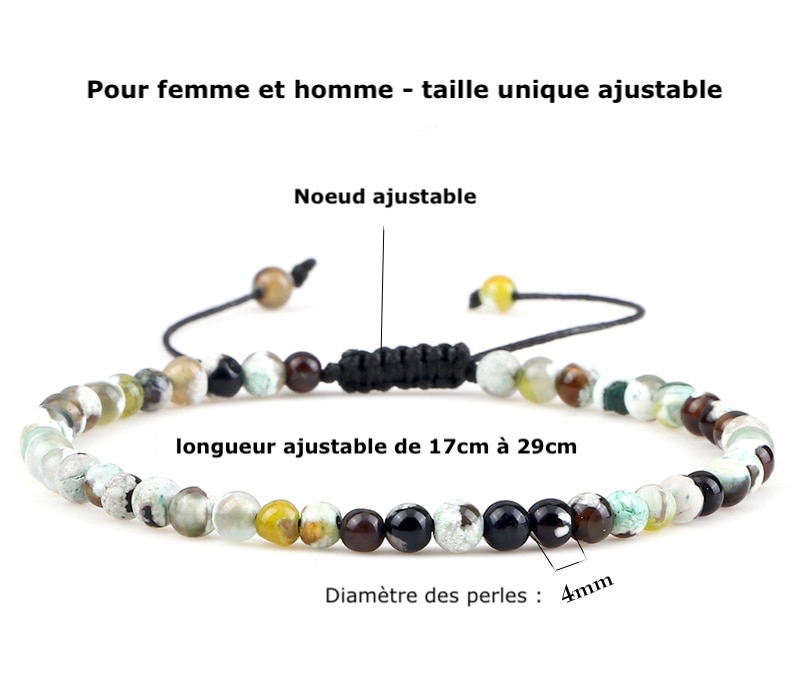 bracelet femme homme bijou, cadeau perles en pierres semi-précieuses