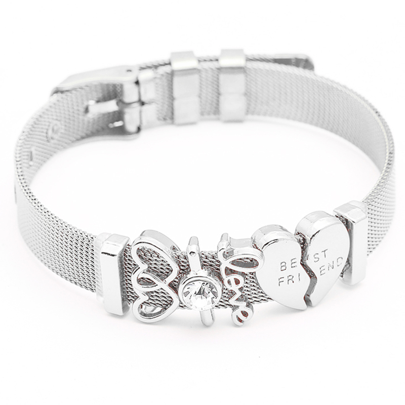 Bracelet Maille Acier et Charms Message amour GoHappy