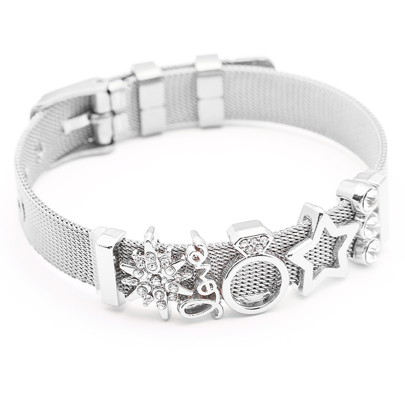 Bracelet Maille Acier et Charms Message amour GoHappy