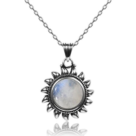 Collier Pierre de Lune Etoile et Soleil