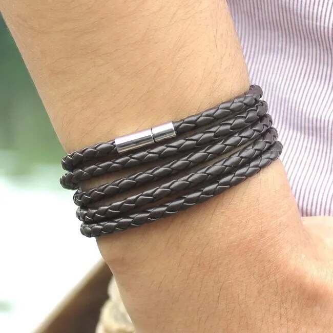 Bracelet Lanière en cuir tressé 4