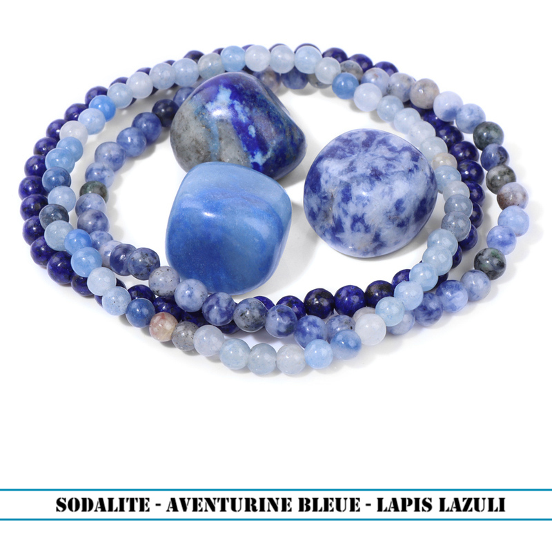 Trio de Bracelets en Pierres Naturelles Sodalite - Aventurine bleue - Lapis Lazuli