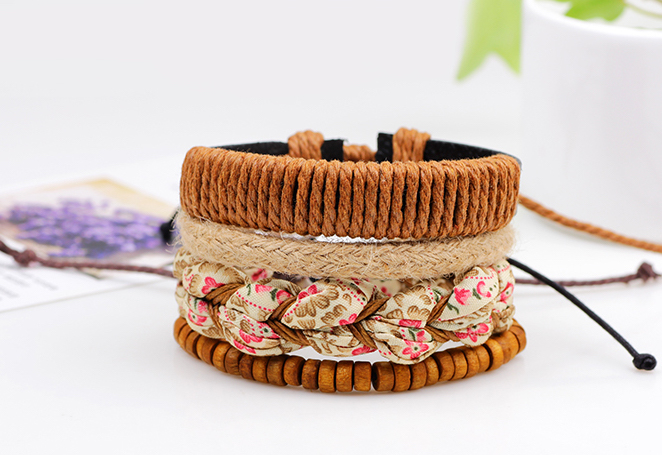 bracelet pour femme en corde et tissu
