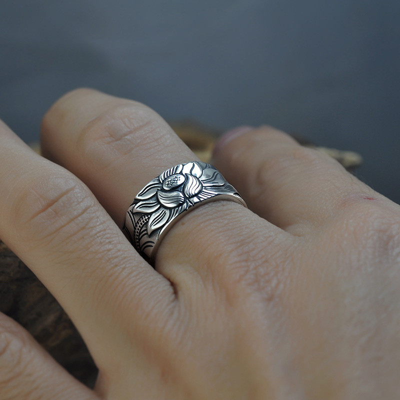 Bague Sutra du Lotus Argent 999