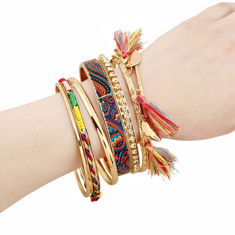 Bracelet La Vie est Belle multi anneaux gipsy style cadeau femme