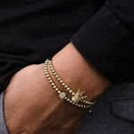 Bracelet cadeau Homme perles en pierres TEMPERAMENT couronne or