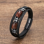 Bracelet en cuir Oeil de tigre et acier pour homme, boutique GoHappy