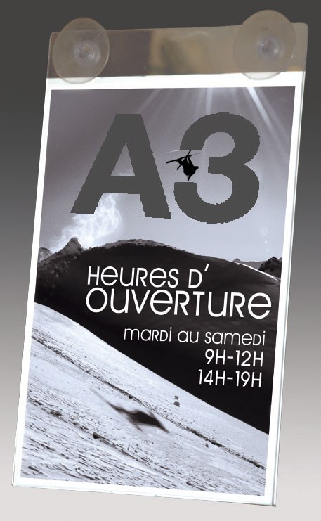 SUPPORT D'AFFICHAGE PLEXIGLAS A3 VENTOUSÉ