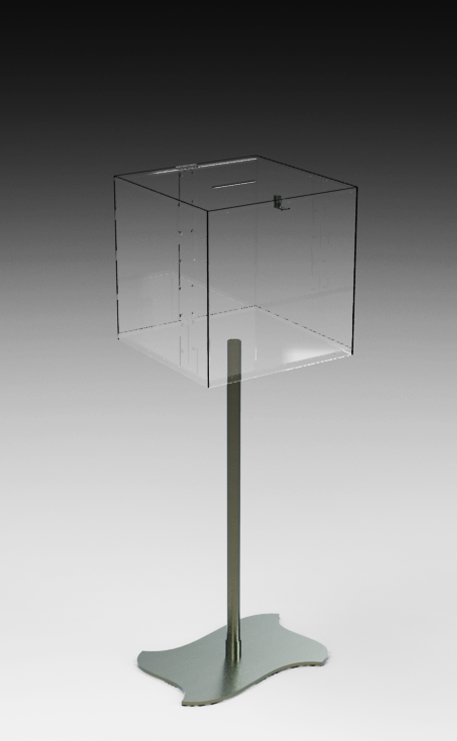 URNE PLEXIGLAS CUBIQUE 40CM SUR PIED