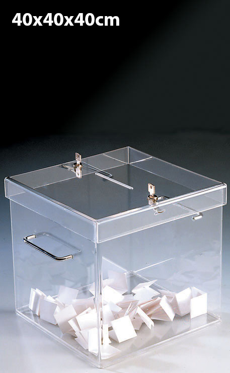 URNE PLEXIGLAS CUBIQUE 40CM SÉCURISÉE