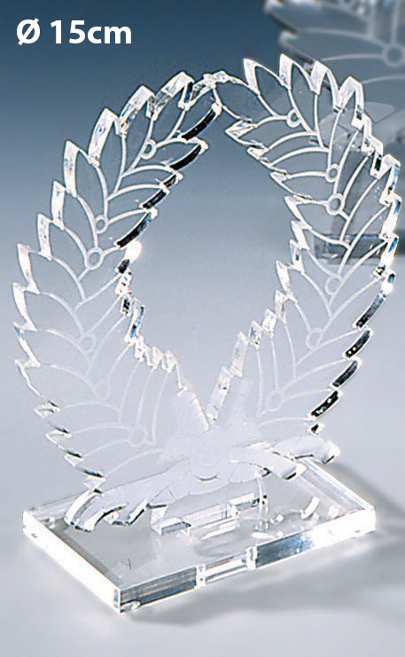 TROPHÉE PLEXIGLAS COURONNE DE LAURIERS 15CM