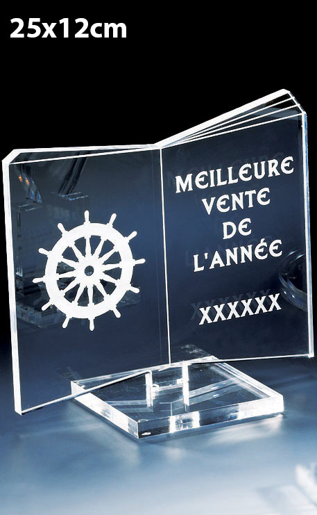 TROPHÉE PLEXIGLAS LIVRE 25CM