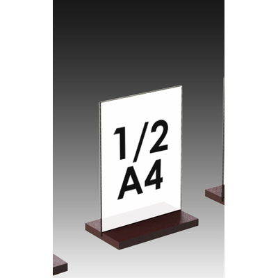 SUPPORT PLEXIGLAS 1/2 A4 SIMPLE SUR SOCLE