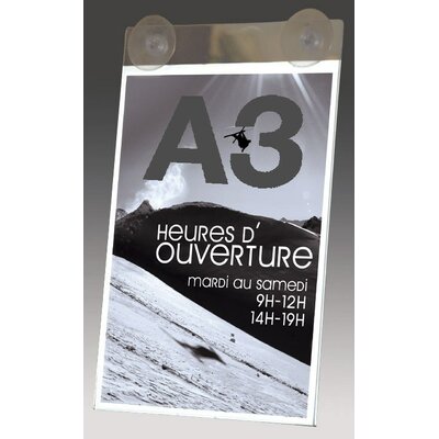 SUPPORT D'AFFICHAGE PLEXIGLAS A3 VENTOUSÉ