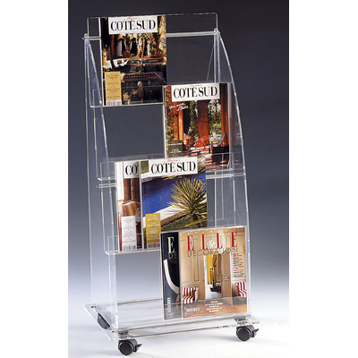 PRÉSENTOIR PLEXIGLAS COURBE DOUBLE A4 VERTICAL 4 CASIERS
