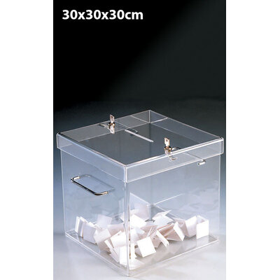 URNE PLEXIGLAS CUBIQUE 30CM SÉCURISÉE