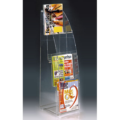 PRÉSENTOIR PLEXIGLAS COURBE A4 VERTICAL 4 CASIERS
