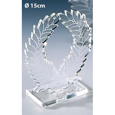 TROPHÉE PLEXIGLAS COURONNE DE LAURIERS 15CM