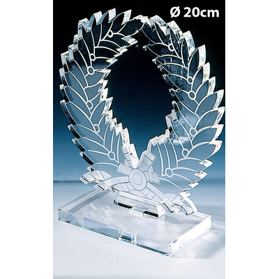 TROPHÉE PLEXIGLAS COURONNE DE LAURIERS 20CM