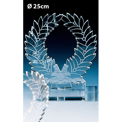 TROPHÉE PLEXIGLAS COURONNE DE LAURIERS 25CM