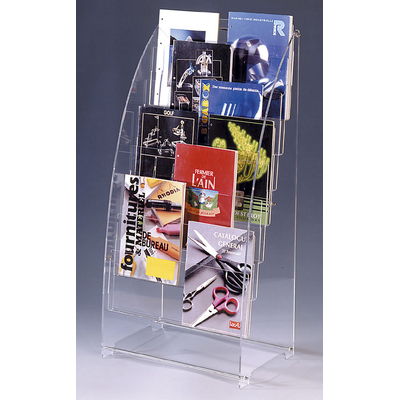 PRÉSENTOIR PLEXIGLAS COURBE DOUBLE A4 VERTICAL 7 CASIERS