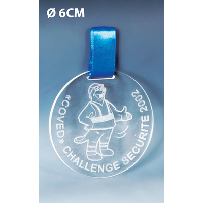 MÉDAILLE PLEXIGLAS DIAMÈTRE 6CM