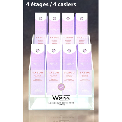 PRÉSENTOIR POUR TABLETTES CHOCOLAT 4 ÉTAGES - 4 CASIERS