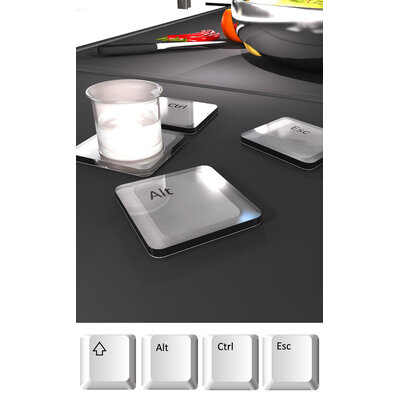 DESSOUS DE VERRE PLEXIGLAS IMPRIMÉ KEYBOARD BLANC