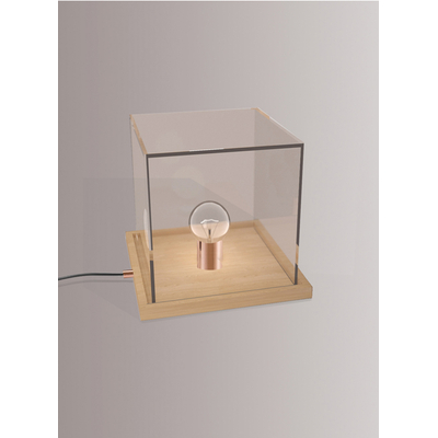 LAMPE PLEXIGLAS ET BOIS CUBIQUE