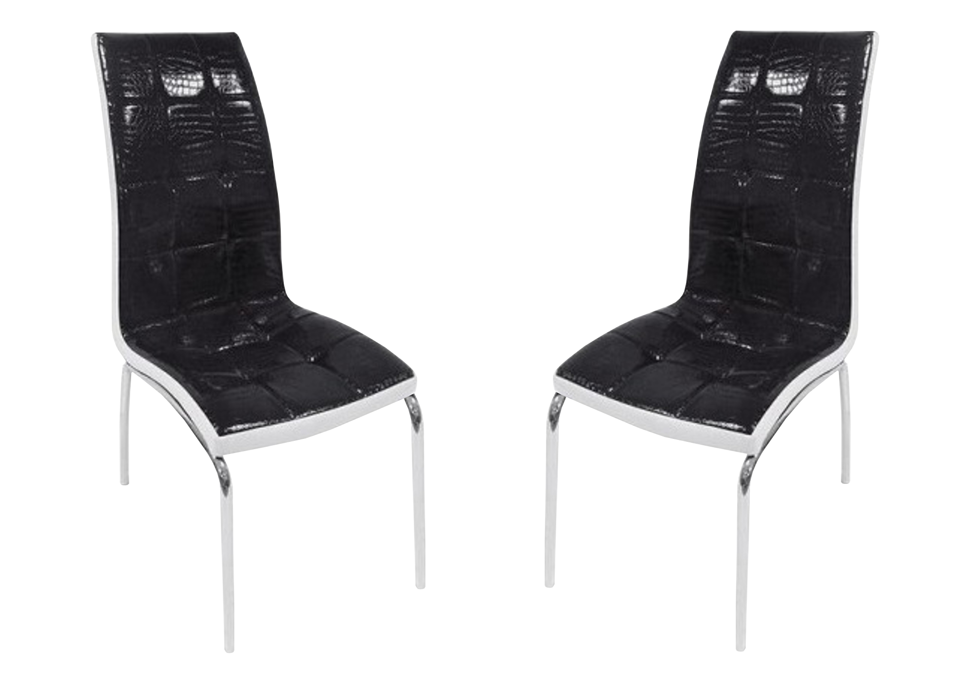 Lot 6 chaises chromé croco noir blanc DEA
